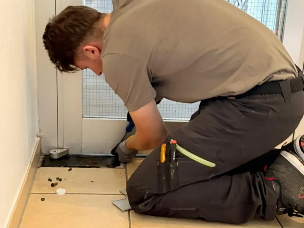 Montage eines modernen Türgriffs