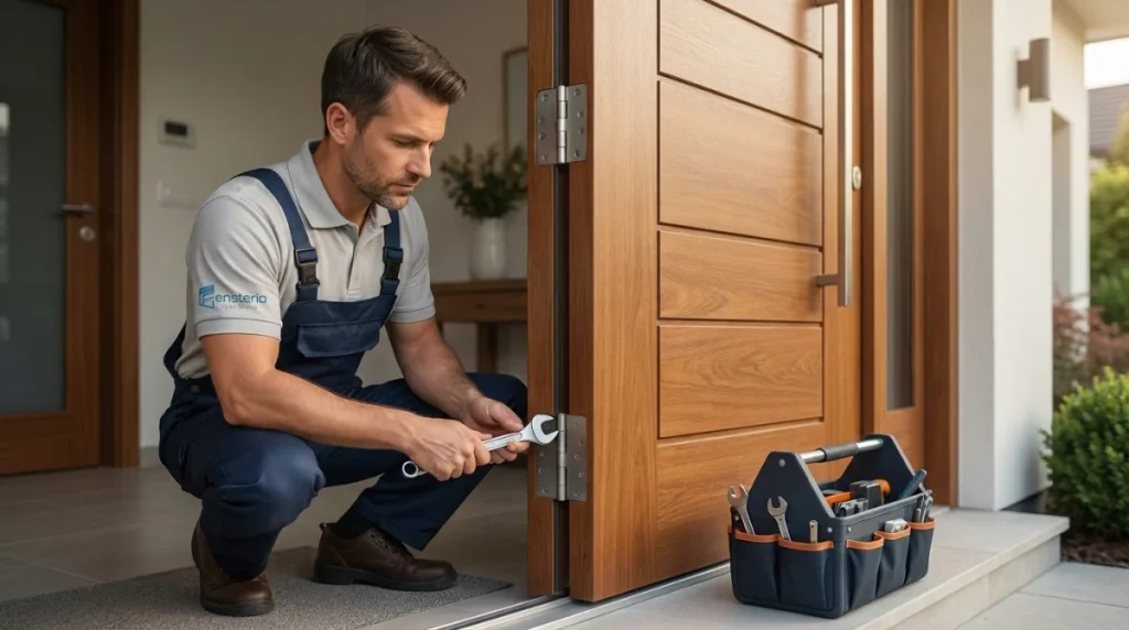 Scharniere an der Haustür nachziehen