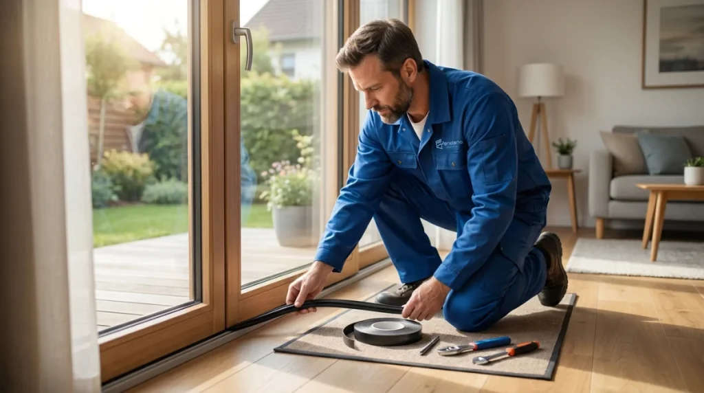 Terrassentür abdichten gegen Zugluft