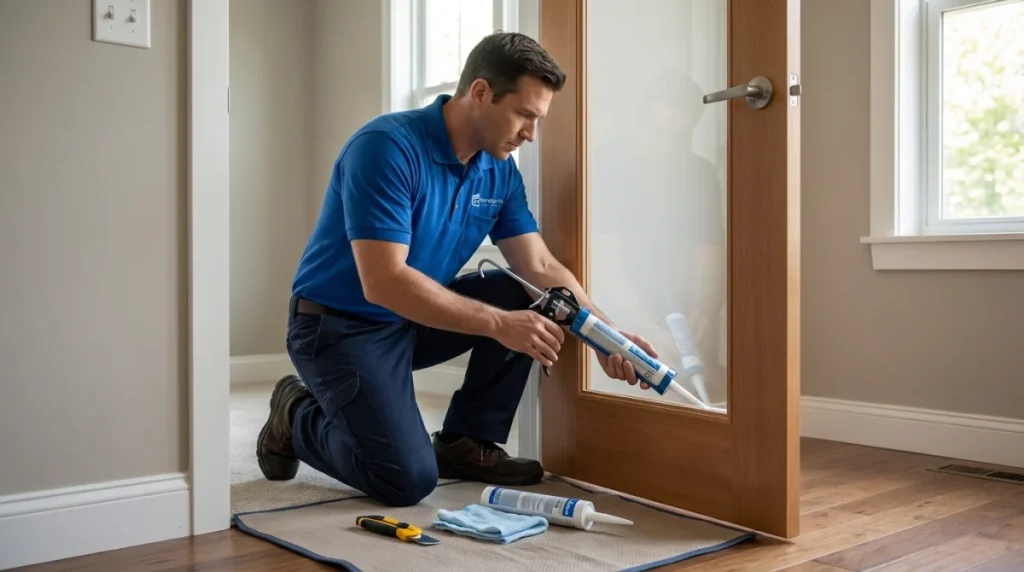 Glasscheibe in der Zimmertür wackelt: Silikon erneuern