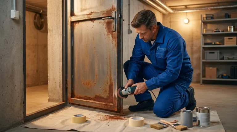 Rost an der Kellertür entfernen und lackieren